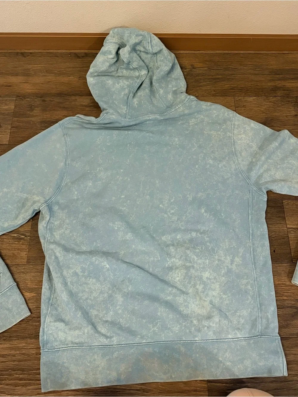 Nike Men's Blue Acid Wash Just Do It Pullover Hoodie Terry Knit Size Medium